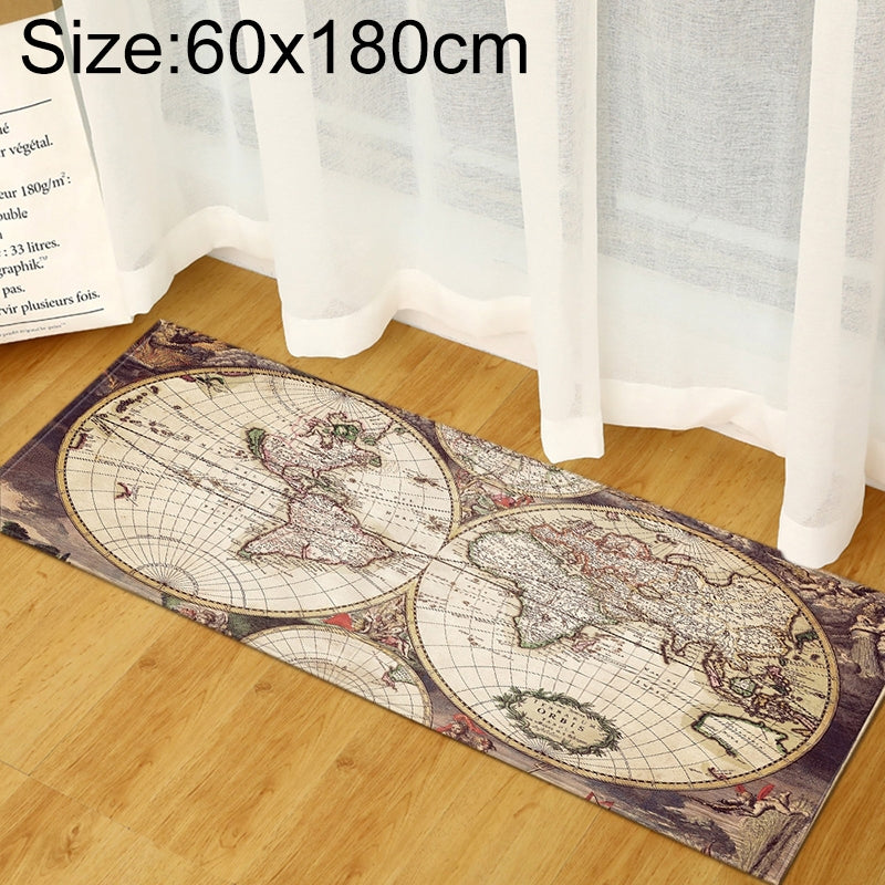 ELECTROPRIME World Map Carpets Rug Bedroom Kids Baby Play Crawling Mat Memory Foam Area Rugs Carpet, Size:60x180cm(Vintage Map)