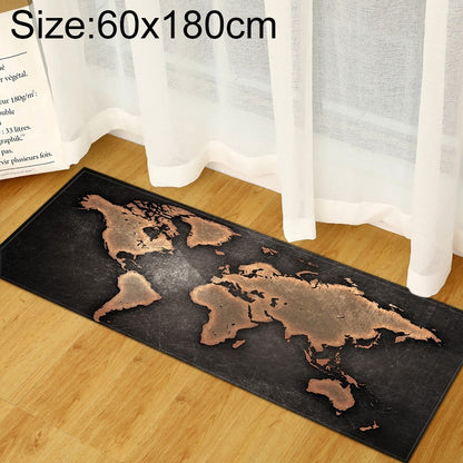 ELECTROPRIME World Map Carpets Rug Bedroom Kids Baby Play Crawling Mat Memory Foam Area Rugs Carpet, Size:60x180cm(Black)