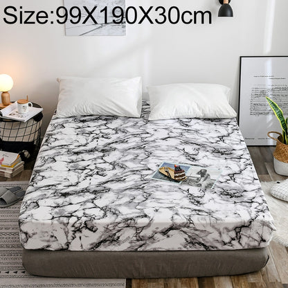 ELECTROPRIME Marble Pattern Bed Dust Cover Mattress Protective Case Fitted Sheet Cover Bedclothes, Size:99X190X30cm(White)