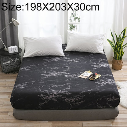 ELECTROPRIME Marble Pattern Bed Dust Cover Mattress Protective Case Fitted Sheet Cover Bedclothes, Size:198X203X30cm(Black)