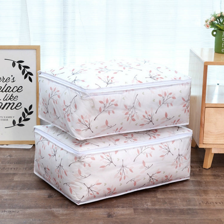ELECTROPRIME Foldable Storage Bag Clothes Blanket Quilt Transparent Printing Travel Luggage Storage Bag, Size:57x40x22cm(Leaf)