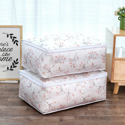 ELECTROPRIME Foldable Storage Bag Clothes Blanket Quilt Transparent Printing Travel Luggage Storage Bag, Size:57x40x22cm(Leaf)
