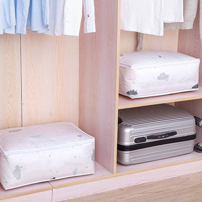 ELECTROPRIME Foldable Storage Bag Clothes Blanket Quilt Transparent Printing Travel Luggage Storage Bag, Size:57x40x22cm(Leaf)