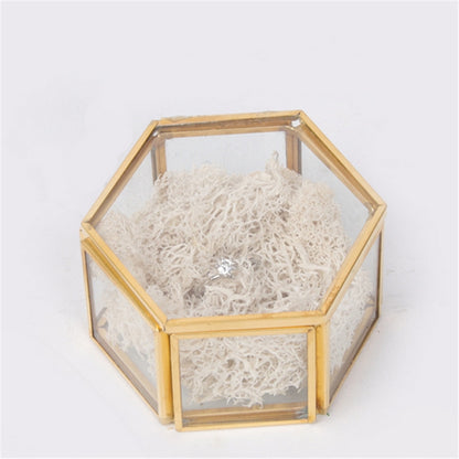 ELECTROPRIME Hand Soldered Six-sided Clamshell C Wedding Ring Box Eternal Flower Box, Size:12x11x6cm(Gold)