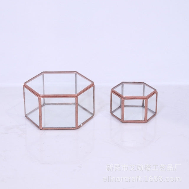 ELECTROPRIME Hand Soldered Six-sided Clamshell C Wedding Ring Box Eternal Flower Box, Size:12x11x6cm(Tin Red)