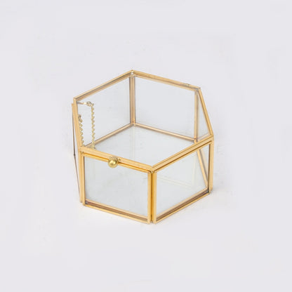 ELECTROPRIME Hand Soldered Six-sided Clamshell C Wedding Ring Box Eternal Flower Box, Size:21.5x19x11.5cm(Black)