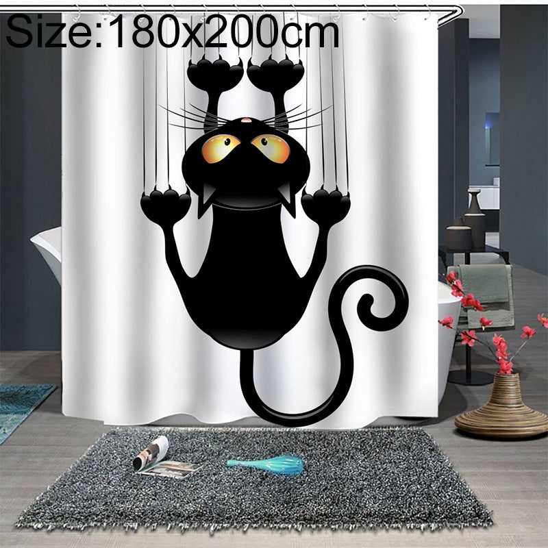 ELECTROPRIME Funny Cat Series Shower Curtain Printing Polyester Waterproof Mildew Shower Curtain, Size:180x200cm( GJRX-289)
