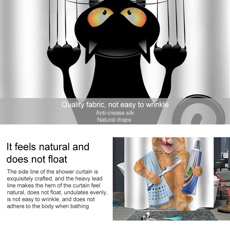 ELECTROPRIME Funny Cat Series Shower Curtain Printing Polyester Waterproof Mildew Shower Curtain, Size:180x200cm( GJRX-289)