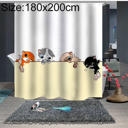 ELECTROPRIME Funny Cat Series Shower Curtain Printing Polyester Waterproof Mildew Shower Curtain, Size:180x200cm(GJRX-383)