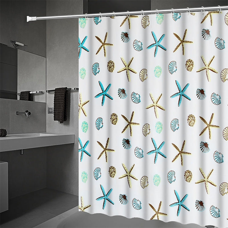 ELECTROPRIME Bathroom Curtain Ocean Star Shower Curtain Environmental Protection Mildew Waterproof Shower Curtain, Size:180x200CM