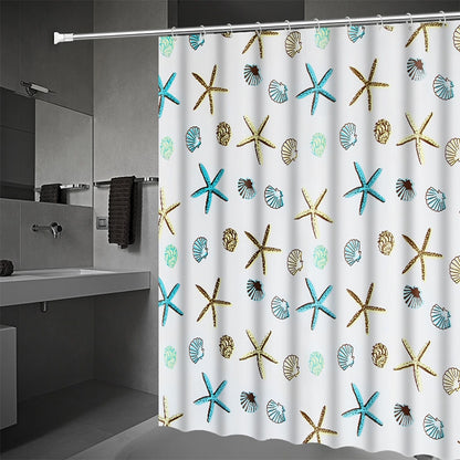 ELECTROPRIME Bathroom Curtain Ocean Star Shower Curtain Environmental Protection Mildew Waterproof Shower Curtain, Size:180x200CM