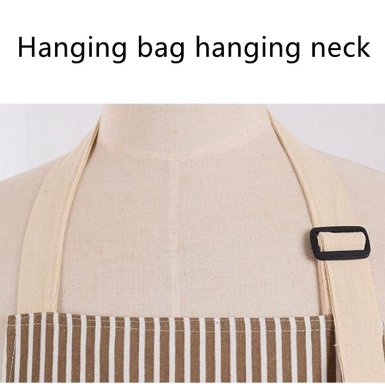 ELECTROPRIME Kitchen Antifouling Sleeveless Apron Adult Work Housework Polyester Cotton Vertical Striped Apron Coverall Random Color Delivery, Size:71x67cm