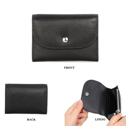 ELECTROPRIME Short Mini Slim Top-grain Leather Wallet Card Bag Zip Coin Pocket(Blue)