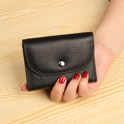 ELECTROPRIME Short Mini Slim Top-grain Leather Wallet Card Bag Zip Coin Pocket(Big Red)