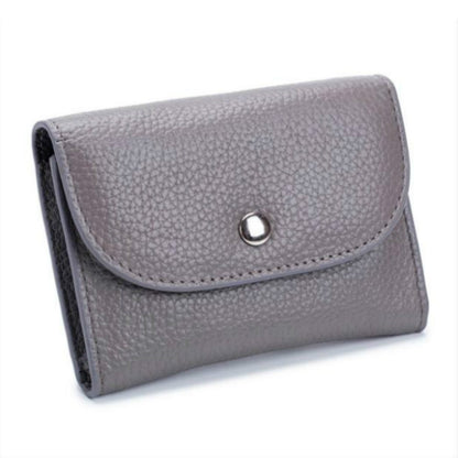 ELECTROPRIME Short Mini Slim Top-grain Leather Wallet Card Bag Zip Coin Pocket(Gray)