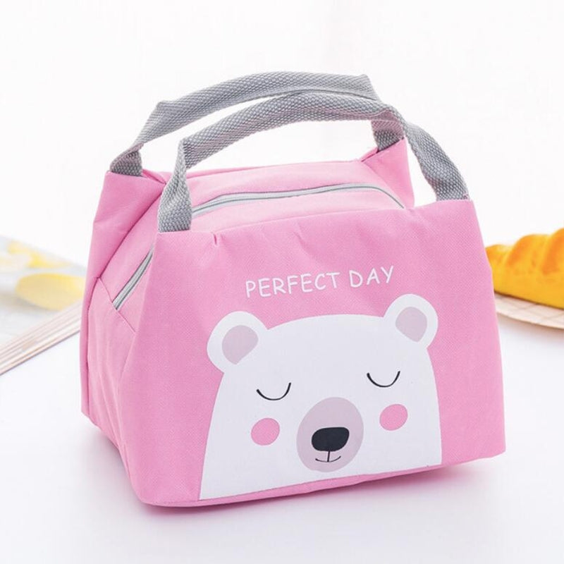 ELECTROPRIME Portable Student Lunch Outdoor Portable Insulation Child Cute Student Lunch Box Bag(Little white Bear)