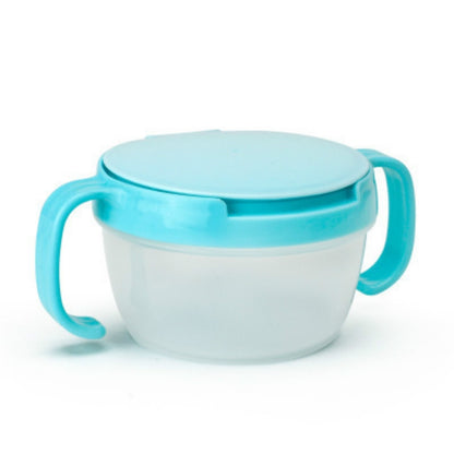 ELECTROPRIME Baby Products Anti-sprinkling Design Baby Double Handle Biscuit Small Bowl Snack Cup(Lake Orchid)