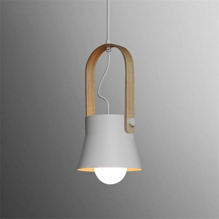 ELECTROPRIME Wood Grain Creative Simple Personality Restaurant Chandelier Single Head Study Bedroom Macaron Bar Small Lamp without Light Source, Size:S(White)