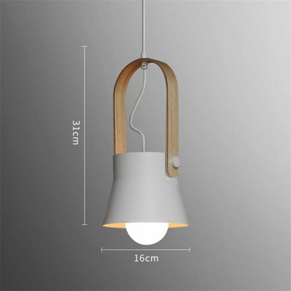 ELECTROPRIME Wood Grain Creative Simple Personality Restaurant Chandelier Single Head Study Bedroom Macaron Bar Small Lamp without Light Source, Size:S(White)