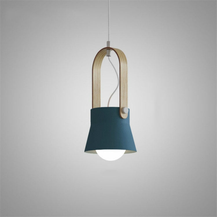 ELECTROPRIME Wood Grain Creative Simple Personality Restaurant Chandelier Single Head Study Bedroom Macaron Bar Small Lamp without Light Source, Size:S(Blue)