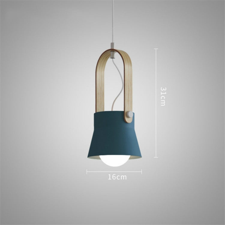 ELECTROPRIME Wood Grain Creative Simple Personality Restaurant Chandelier Single Head Study Bedroom Macaron Bar Small Lamp without Light Source, Size:S(Blue)