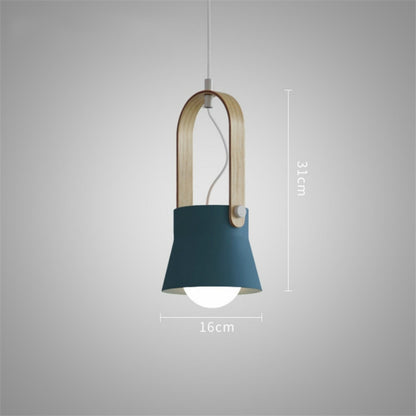 ELECTROPRIME Wood Grain Creative Simple Personality Restaurant Chandelier Single Head Study Bedroom Macaron Bar Small Lamp without Light Source, Size:S(Blue)