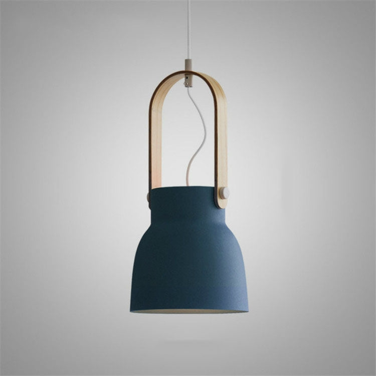 ELECTROPRIME Wood Grain Creative Simple Personality Restaurant Chandelier Single Head Study Bedroom Macaron Bar Small Lamp without Light Source, Size:M(Blue)