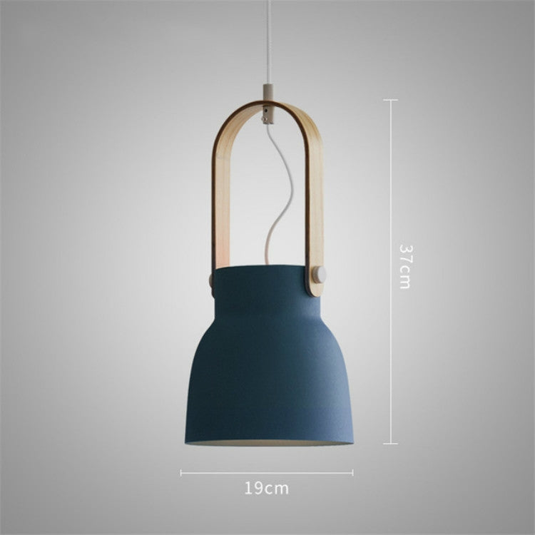 ELECTROPRIME Wood Grain Creative Simple Personality Restaurant Chandelier Single Head Study Bedroom Macaron Bar Small Lamp without Light Source, Size:M(Blue)