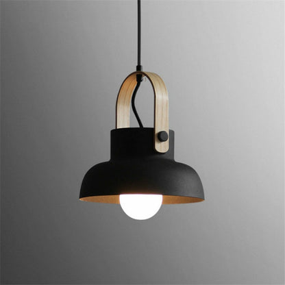 ELECTROPRIME Wood Grain Creative Simple Personality Restaurant Chandelier Single Head Study Bedroom Macaron Bar Small Lamp without Light Source, Size:L(Black)
