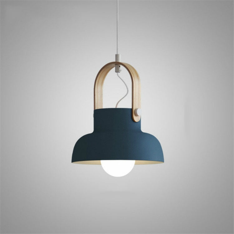 ELECTROPRIME Wood Grain Creative Simple Personality Restaurant Chandelier Single Head Study Bedroom Macaron Bar Small Lamp without Light Source, Size:L(Blue)