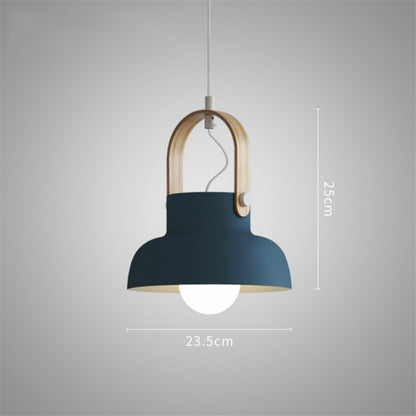 ELECTROPRIME Wood Grain Creative Simple Personality Restaurant Chandelier Single Head Study Bedroom Macaron Bar Small Lamp without Light Source, Size:L(Blue)