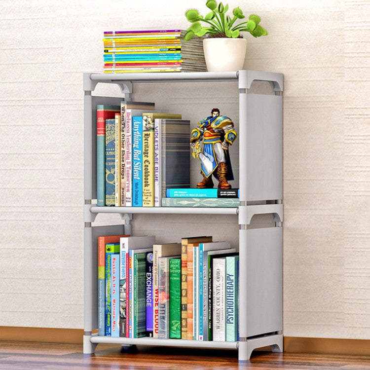 ELECTROPRIME Plastic Steel Tube Multifunctional Combination Holder Student Books Shelf Floor Storage Rack(Gray)