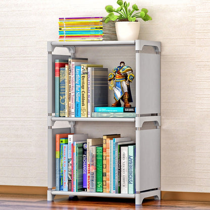 ELECTROPRIME Plastic Steel Tube Multifunctional Combination Holder Student Books Shelf Floor Storage Rack(Gray)