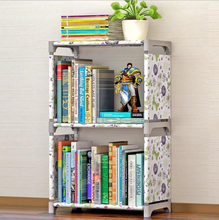 ELECTROPRIME Plastic Steel Tube Multifunctional Combination Holder Student Books Shelf Floor Storage Rack(Lotus Flower)