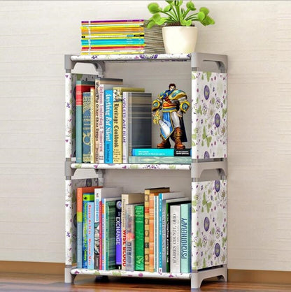 ELECTROPRIME Plastic Steel Tube Multifunctional Combination Holder Student Books Shelf Floor Storage Rack(Lotus Flower)