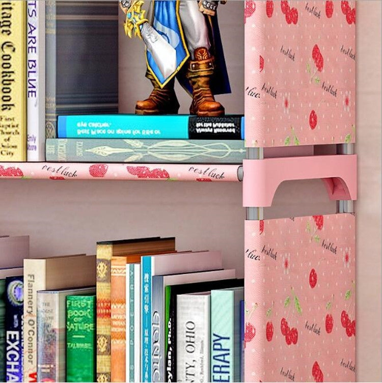 ELECTROPRIME Plastic Steel Tube Multifunctional Combination Holder Student Books Shelf Floor Storage Rack(Lotus Flower)