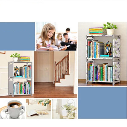 ELECTROPRIME Plastic Steel Tube Multifunctional Combination Holder Student Books Shelf Floor Storage Rack(Lotus Flower)
