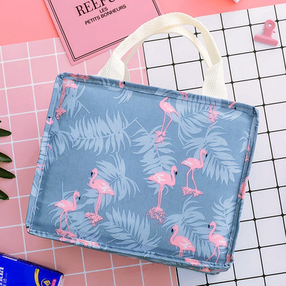 ELECTROPRIME Multifunctional Portable Printing Square Portable Thick Aluminum Foil Insulation Cold Lunch Storage Bag(Free Flamingo)