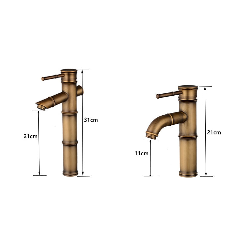 ELECTROPRIME Antique Retro Hot Cold Water Bathroom Counter Basin Bamboo Waterfall Basin Copper Faucet, Specifications:Early 2 Knots
