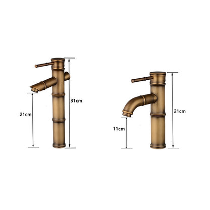 ELECTROPRIME Antique Retro Hot Cold Water Bathroom Counter Basin Bamboo Waterfall Basin Copper Faucet, Specifications:Early 3 Knots