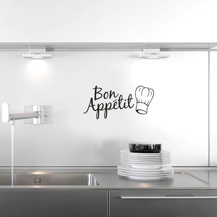 ELECTROPRIME Kitchen Decoration Kitchen Stickers Bon Appetit Wall Stickers DIY Vinyl Art Wallpapers(Black)