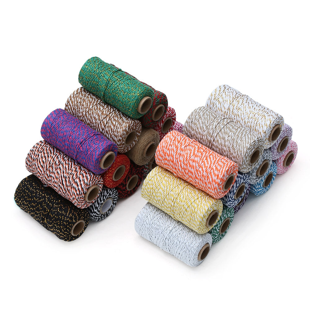 ELECTROPRIME Two-color Cotton Thread Handmade DIY Drawstring Gift Box Packing Rope 2mm Thick (100m / Roll)(20)