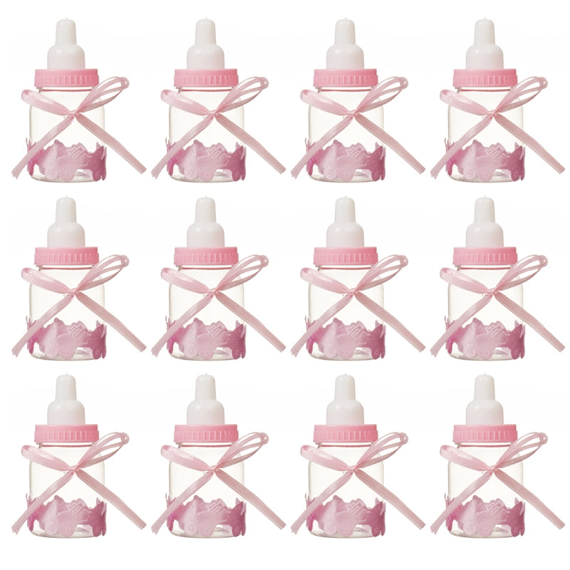 ELECTROPRIME 12 PCS Cute Nursing Bottle Wedding Candy Gift Box, Size:9x4cm(Pink)