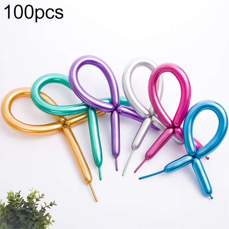 ELECTROPRIME 100pcs / Pack Thick 260 Metal Strip Magic Balloon Preparation Styling Holiday Party Decoration(Metal Color Mix)