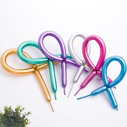 ELECTROPRIME 100pcs / Pack Thick 260 Metal Strip Magic Balloon Preparation Styling Holiday Party Decoration(Metal Color Mix)