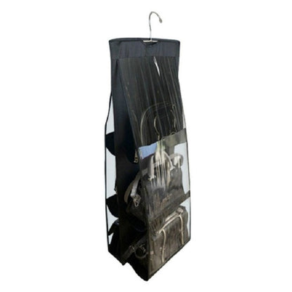 ELECTROPRIME 6 Pockets 3 Layers Foldable Hanging Bag Shelf Bag Purse Handbag Organizer(Black)