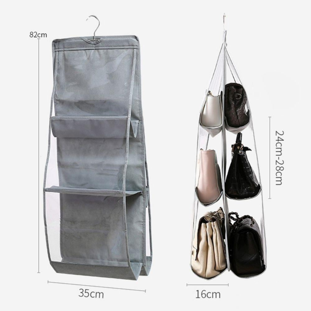ELECTROPRIME 6 Pockets 3 Layers Foldable Hanging Bag Shelf Bag Purse Handbag Organizer(Black)