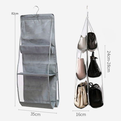 ELECTROPRIME 6 Pockets 3 Layers Foldable Hanging Bag Shelf Bag Purse Handbag Organizer(Black)