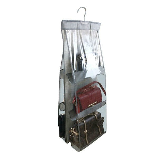 ELECTROPRIME 6 Pockets 3 Layers Foldable Hanging Bag Shelf Bag Purse Handbag Organizer(Gray)