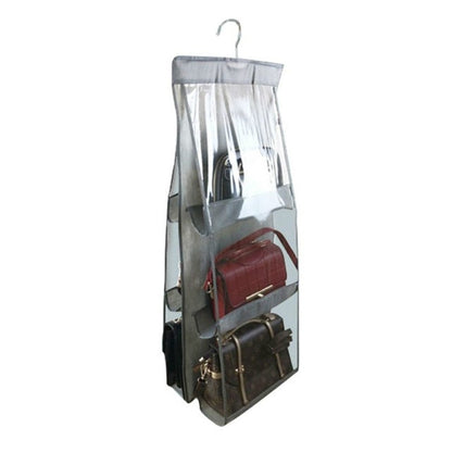 ELECTROPRIME 6 Pockets 3 Layers Foldable Hanging Bag Shelf Bag Purse Handbag Organizer(Gray)